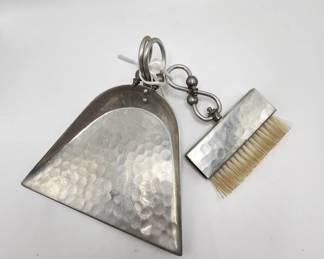 Pewter crumb dust pan and brush