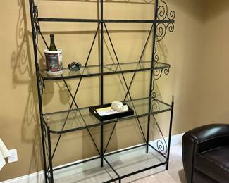 Very nice iron and glass bakers rack!