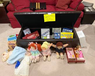 Vintage barbie dolls,cabbage patch dolls and games