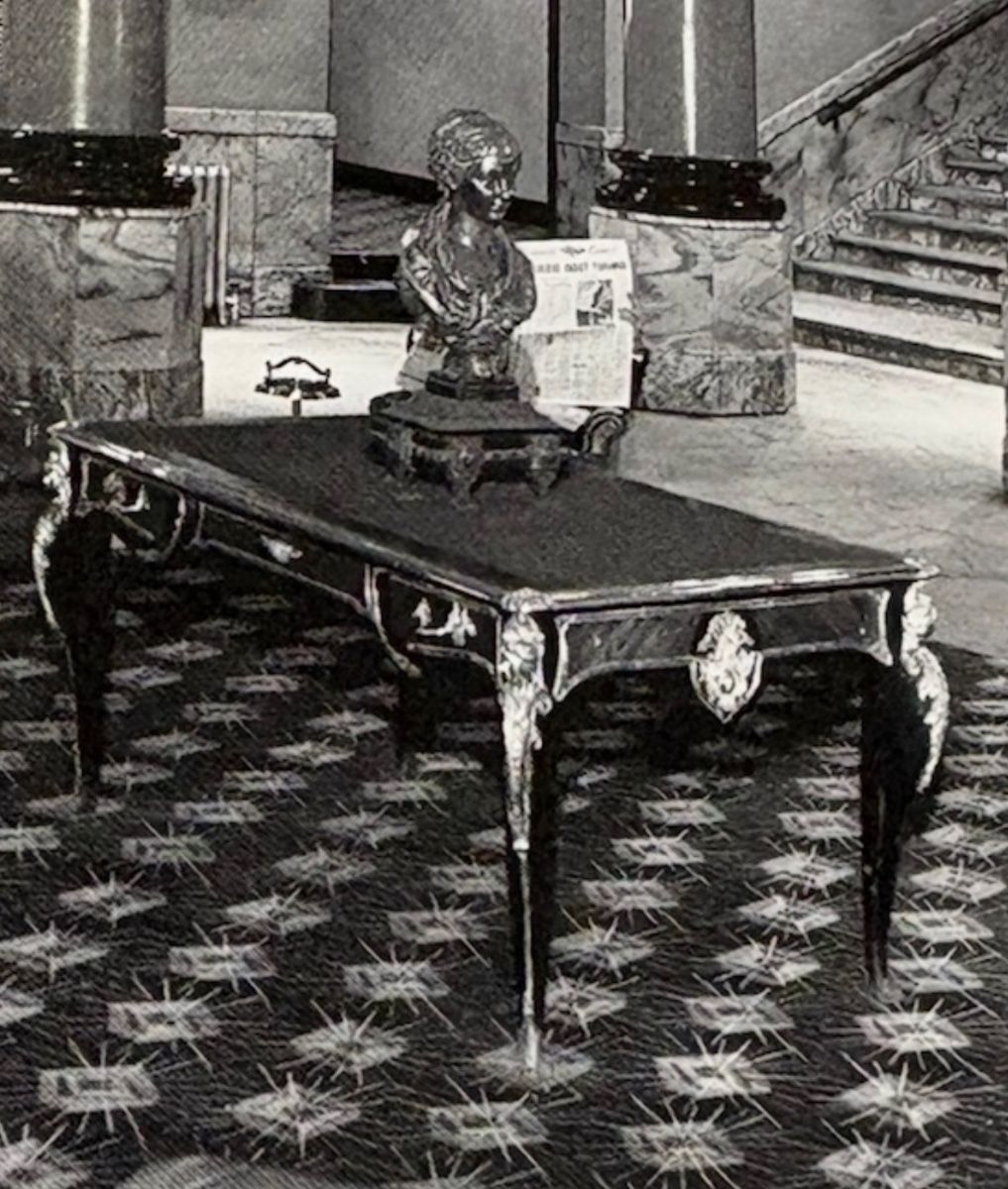 This table is from the lobby of the original Maxwell House. Some hardware has been replaced but the majority of the table and hardware are original.