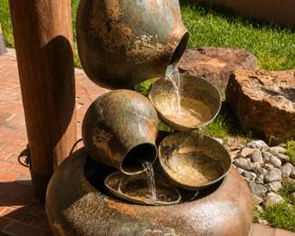 Amazing fountain...take this...kinda heavy, so bring a friend to shop and haul it home. Backyard or front porch area or ______?! Let us know! It won't last long, fountains like these never do!