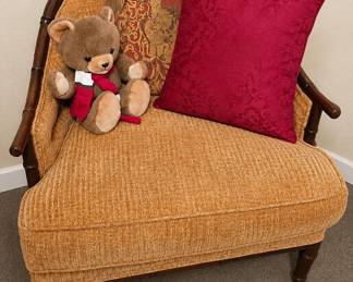 Vintage Upholstered Accent Chair with Decorative Pillows