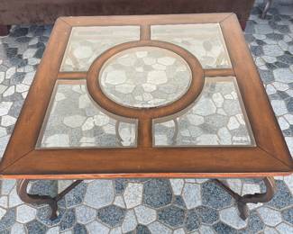 38X38 WOOD/GLASS COFFEE TABLE $95.00