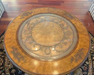 ROUND WOOD/GLASS COFFEE TABLE 42X20 $125.00