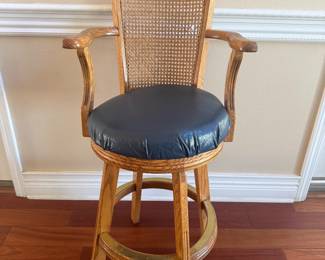 29" CANE BACK LEATHER BARSTOOLS W/BRASS TRIM 6 AVAILABLE $95 EACH OR 6/$425.00