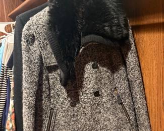 JUICY COUTURE SALT & PEPPER TWEED PEA COAT SZ SM $40.00