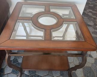 26X26 WOOD/GLASS SIDE TABLE $50.00
