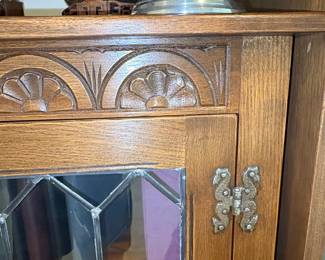 Oak Leaded Glass Bookcase by Old Charm