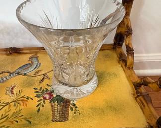 Cut Crystal Flared Vase with Star Cut Base