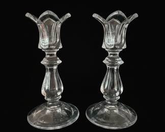 Pair of Gorham Crystal Viscount Tulip Candlesticks