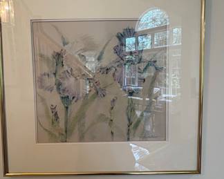 Marion Salkind Floral Pastel Drawing of Irises