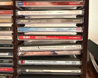 Classical Music CD Collection with Wooden Storage Rack