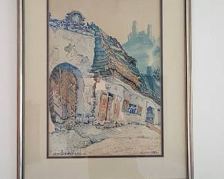 Bronisław Kopczyński watercolor painting of Chęciny