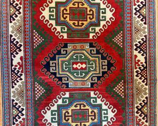 Hand-Knotted Kazak Geometric Area Rug