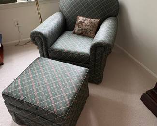 Upholstered Armchair and Ottoman