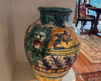 Ceramic Urn with Lion Mask Handles
