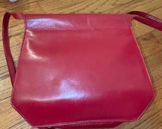 Charles Jourdan Paris Red Leather Geometric Shoulder Bag