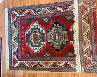 Hand-Knotted Kazak Geometric Area Rug