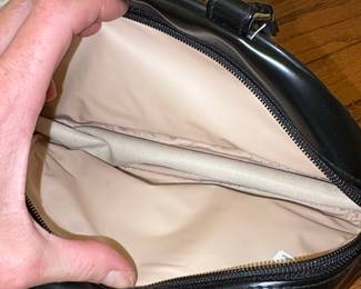 70s Black Trim Cream Faux Leather Mini Bag Vintage Bowling Handle Small Purse