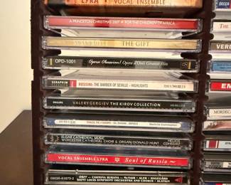 Classical Music CD Collection with Wooden Storage Rack