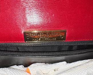 Charles Jourdan Paris Red Leather Geometric Shoulder Bag