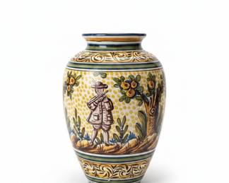 Italian Majolica Vase with Figural Scene