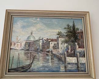 Venetian Canal Scene Oil Painting