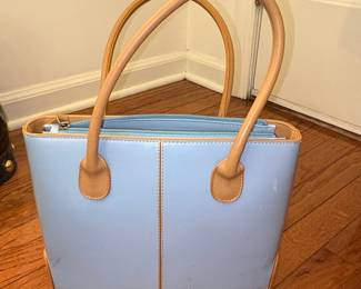 Tod's Light Blue Patent Leather Tote Bag