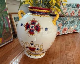 Italian Majolica Style Two-Handled Urn Vase