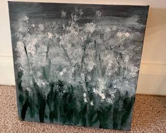 Monochromatic Floral Acrylic Painting