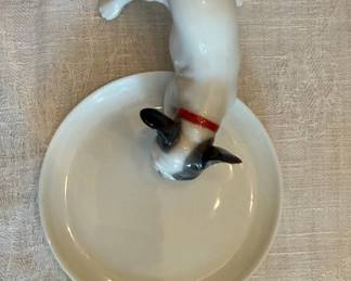 Vintage Porcelain French Bulldog Trinket Dish