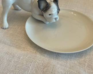 Vintage Porcelain French Bulldog Trinket Dish