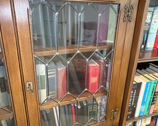 Oak Leaded Glass Bookcase by Old Charm