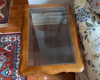 Ethan Allen French Country Glass Top End Table