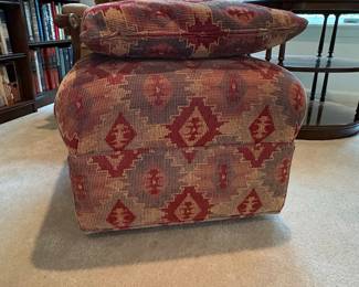 Upholstered Ottoman with Kilim Pattern