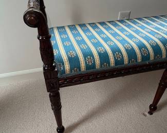 Victorian Style Carved Mahogany Bench