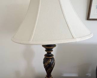 Vintage Black and Gold Painted Bombay Company Chinoiserie Table Lamp