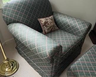 Upholstered Armchair and Ottoman