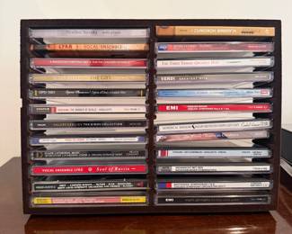 Classical Music CD Collection with Wooden Storage Rack