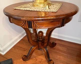 Vintage Carved Pedestal Accent Table
