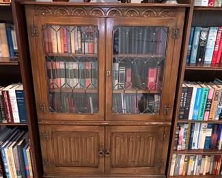 Oak Leaded Glass Bookcase by Old Charm