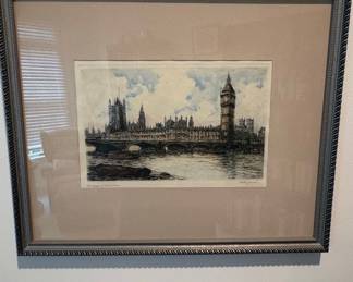 Dorothy Woollard The Towers of Westminster Etching