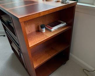 Modern Wood Veneer Rolling Media Cart