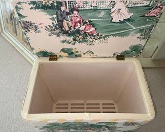Vintage Tennis Scene Fabric Storage Hamper
