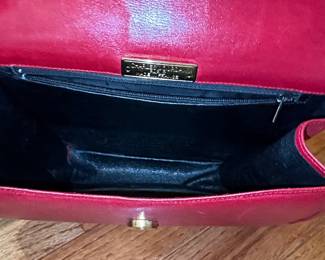 Charles Jourdan Paris Red Leather Geometric Shoulder Bag