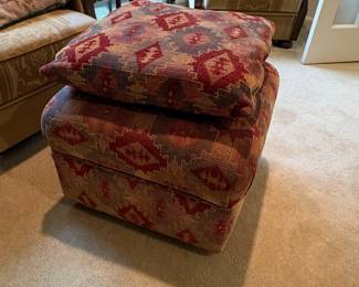 Upholstered Ottoman with Kilim Pattern