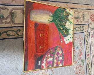 Still Life Oil Painting with Flowers and Bowl