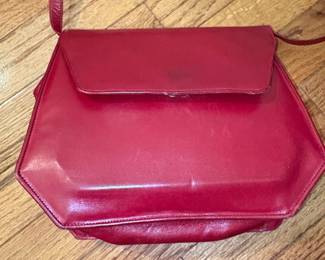 Charles Jourdan Paris Red Leather Geometric Shoulder Bag