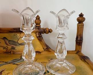Pair of Gorham Crystal Viscount Tulip Candlesticks