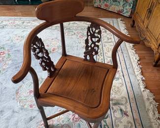 Chinese Rosewood Horseshoe Back Armchair